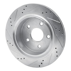Chrysler Aspen Brake Rotor (1) - Rear Right - R1 Concepts - Drilled & Slotted - Silver - `02-`24